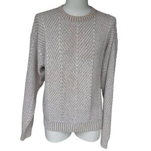 Eddie Bauer SZ M 100% Cotton Beige Men's Crew Neck Pullover Sweater